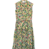 Ecru Floral printed Short Sleeves Midi Dress / MII AUX 100 NUITS