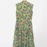 Ecru Floral printed Short Sleeves Midi Dress / MII AUX 100 NUITS