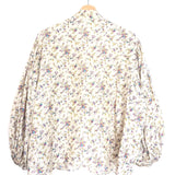 Ecru Floral Printed Silk Kimono Puffed Sleeves Blouse / MES DEMOISELLES… - Size 1
