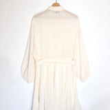 Ecru Gathered Fil Coupe Crepe de Chine Mini Shirt Dress / MAJE - Size 38