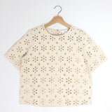 Ecru GINO Guipure Short Sleeves Top / STELLA & SUZIE - Size M