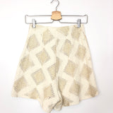 Ecru & Gold Crocheted Shorts - model MALIKA / OPULLENCE - Size XS