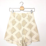 Ecru & Gold Crocheted Shorts - model MALIKA / OPULLENCE - Size XS