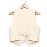 Ecru IRENA Tailored Fitted Sleeveless Vest / SHONA JOY - Size 38