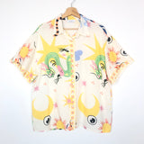 Ecru Linen-blend Mythology Printed Oversized Shirt - One Size