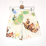 Ecru Linen-blend Mythology Printed Shorts - One Size