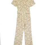 Ecru MANHATTAN Floral-print Belted Short Sleeves Jumpsuit / SEZANE - Size 34