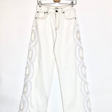 Ecru POUJA Braided Side Cut-out Detail Trousers / TRESSE - Size 38