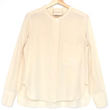 Ecru Silk Collarless Long Sleeves Blouse / ERIKA CAVALLINI - Size 42 IT