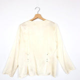 Ecru Silk Rivet Embellished V-neck Blouse / ALEXANDER WANG - Size US8