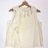 Ecru THALIA Lace-trimmed Ruffled Fil Coupe Cotton Voile Tank Top / ULLA JOHNSON - Size US 4