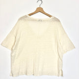 Ecru V-neck Oversized Linen Tee / MARGOT - One Size