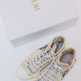 Ecru WALK'N'Dior Cotton Canvas With Black Toile De Jouy Tiger Print High Top Sneakers / DIOR - Size 39
