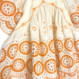 Ecru with Orange English Embroidered Cotton Top / ZIMMERMANN - Size 1