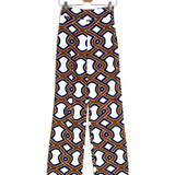 Ecru/Brown CATHERINE Paloma Print Wide-Leg Trousers / SEZANE EDITIONS - Size 36