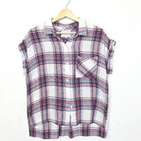 Ecru/Red Checkered Sleeveless Shirt / RAILS - Size M