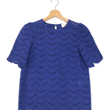 Electric Blue LISA Cotton Openwork Short Sleeves Blouse / SEZANE - Size 34