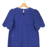 Electric Blue LISA Cotton Openwork Short Sleeves Blouse / SEZANE - Size 34