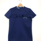 Electric Blue Ruffled Top with Logo / PRADA - Size 36