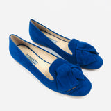 Electric Blue Suede Bow Ballet Flats / PRADA - Size 37.5