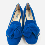 Electric Blue Suede Bow Ballet Flats / PRADA - Size 37.5