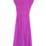 Electric Purple Dorinde Silk Diagonal-ruched Short Sleeves Maxi Dress / ROHE - Size 36