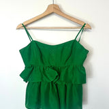 Emerald Green Ruffle-detailing Silk AMRITA Top / ULLA JOHNSON - Size 4