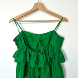 Emerald Green Ruffle-detailing Silk AMRITA Top / ULLA JOHNSON - Size 4