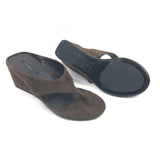 Espresso Brown SWIFT Suede Leather Wedge Thong Sandals / TONY BIANCO - Size 39