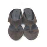 Espresso Brown SWIFT Suede Leather Wedge Thong Sandals / TONY BIANCO - Size 39