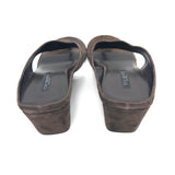 Espresso Brown SWIFT Suede Leather Wedge Thong Sandals / TONY BIANCO - Size 39