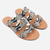 Eternal-Grey Python Print Leather Sandals / CHLOE - Size 37.5