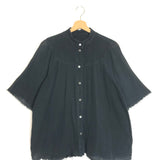 Faded Black Cotton Gauze Short Sleeves Top / RAQUEL ALLEGRA - Size 0