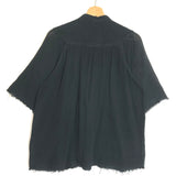 Faded Black Cotton Gauze Short Sleeves Top / RAQUEL ALLEGRA - Size 0