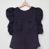 Faded Black Ruched Cotton and Silk-blend Crepon KOBIACILI Top / ISABEL MARANT - Size 38