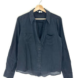 Faded Black Silk/Cotton Blend V-Neck Shirt / BALZAC - Size M