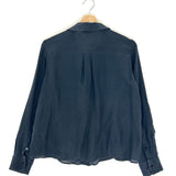 Faded Black Silk/Cotton Blend V-Neck Shirt / BALZAC - Size M