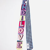 Floral Pattern and Multicolor LOVE Printed Silk Twilly Scarf / FENDI