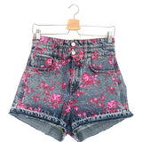 Floral Printed High Waist Denim Shorts / PHILOSOPHY DI LORENZO SERAFINI - Size 36