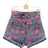 Floral Printed High Waist Denim Shorts / PHILOSOPHY DI LORENZO SERAFINI - Size 36