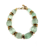 Fluorite Beads and Pyrite Stones Gold Plated Bracelet / BY SHIREL - One Size
