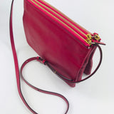 Fuchsia Lambskin Leather Small Trio Crossbody Bag / CELINE