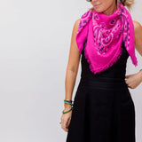 Fuchsia Pink Large Cashmere Bandana Scarf / KUJTEN