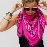 Fuchsia Pink Large Cashmere Bandana Scarf / KUJTEN