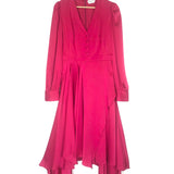 Fuchsia Silk Draped Cocktail Dress / ALEXANDER MCQUEEN - Size IT 42