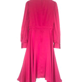 Fuchsia Silk Draped Cocktail Dress / ALEXANDER MCQUEEN - Size IT 42