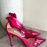 Fuchsia Bow Tie 105mm Plexi Pumps / AQUAZZURA - Size 38.5