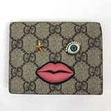 GG Supreme Canvas Embellished Face Bifold Card Holder / GUCCI