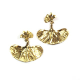 Ginkgo Leaf Gold Plated Stainless Steel Earrings