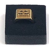 Gold Tone Brass BB Signet Ring / BALENCIAGA - Size 55